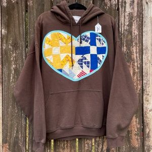 Vintage Patchwork Heart Quilt Hoodie